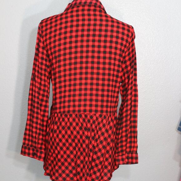 Love Notes Cabin Buffalo Button Down Peplum Top Size M - Picture 4 of 10